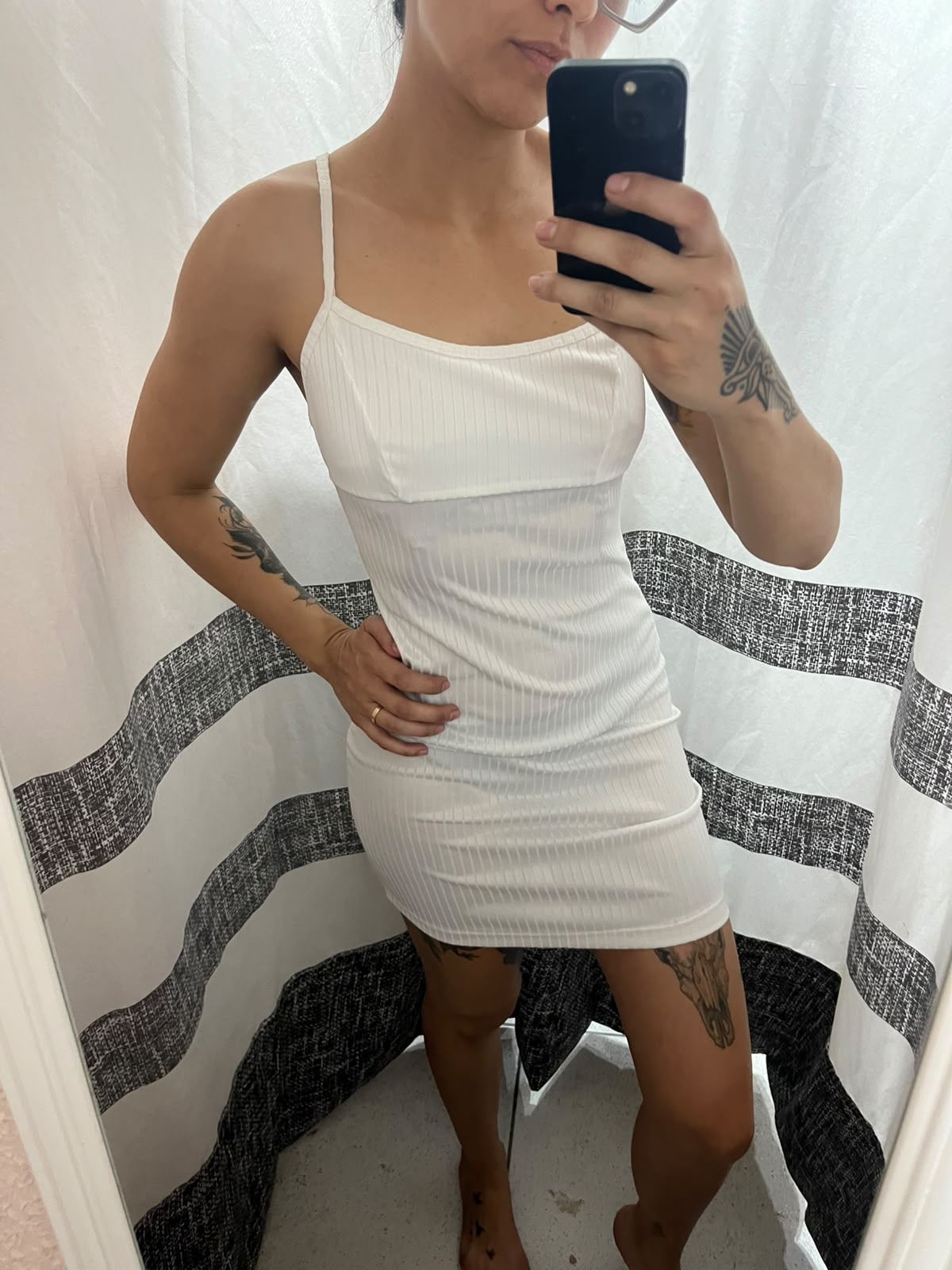 Vestido canelado branco